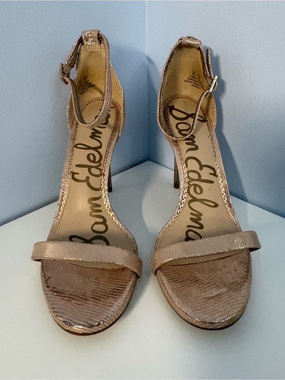 Sam Edelman Metallic Rose-Strap High Heel Sandals